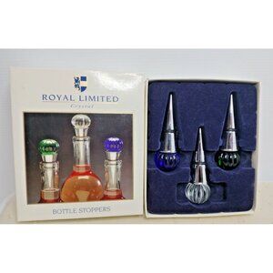 Royal Limited Crystal 3 Bottle Stopper Set Brand New in Original Box *Very Rare*